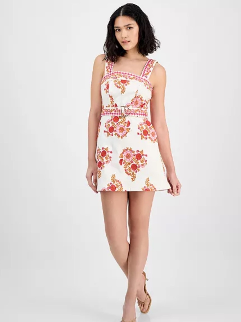 Avec Les filles Floral Strapless Pink Summer Dress mini cherry fit flare 12 - Picture 1 of 5